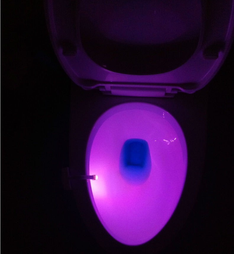 Motion Sensor Toilet Night Light | 8 & 16 Colours | PIR | Light-Sensitive | 3×AAA Battery | 6.5×7cm | Fits Any Toilet | Bedroom & Bathroom Safety Light