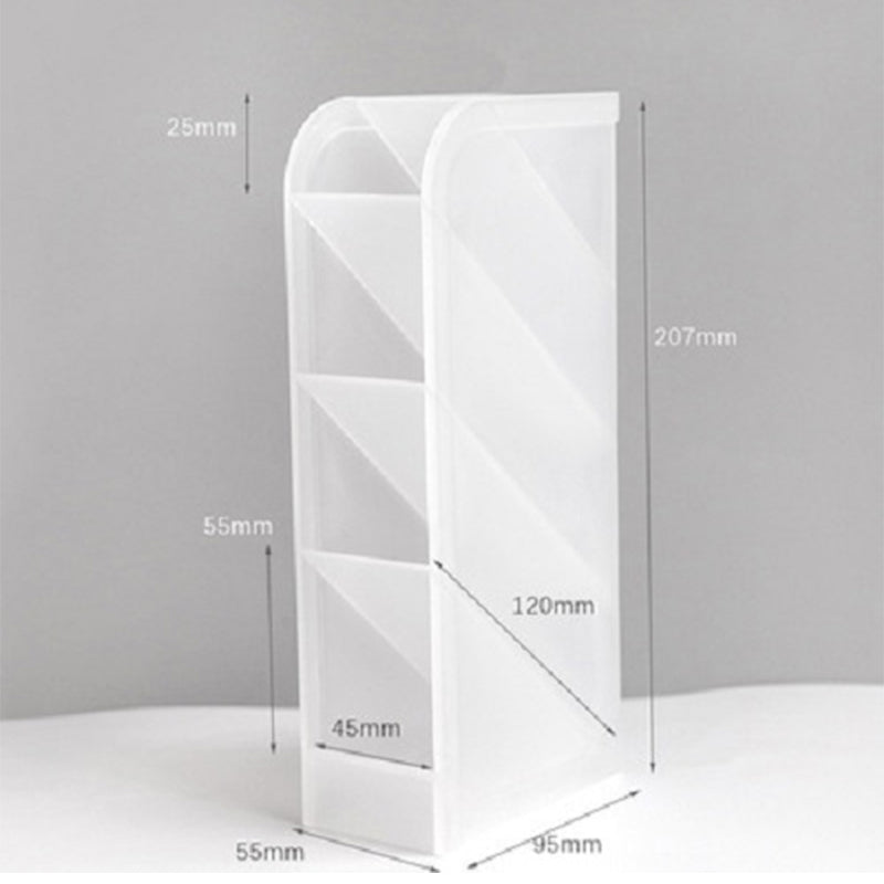 Desk Pen Holder & Stationery Organiser | Cylinder & Divided Grid | Study Desk Storage | Bookshelf Decor