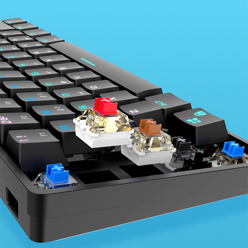 Wireless Bluetooth Mechanical Keyboard | Colorful PBT Keycaps | 29.5×11×4cm | 10m Range | Desktop, Laptop & Tablet | Black & White