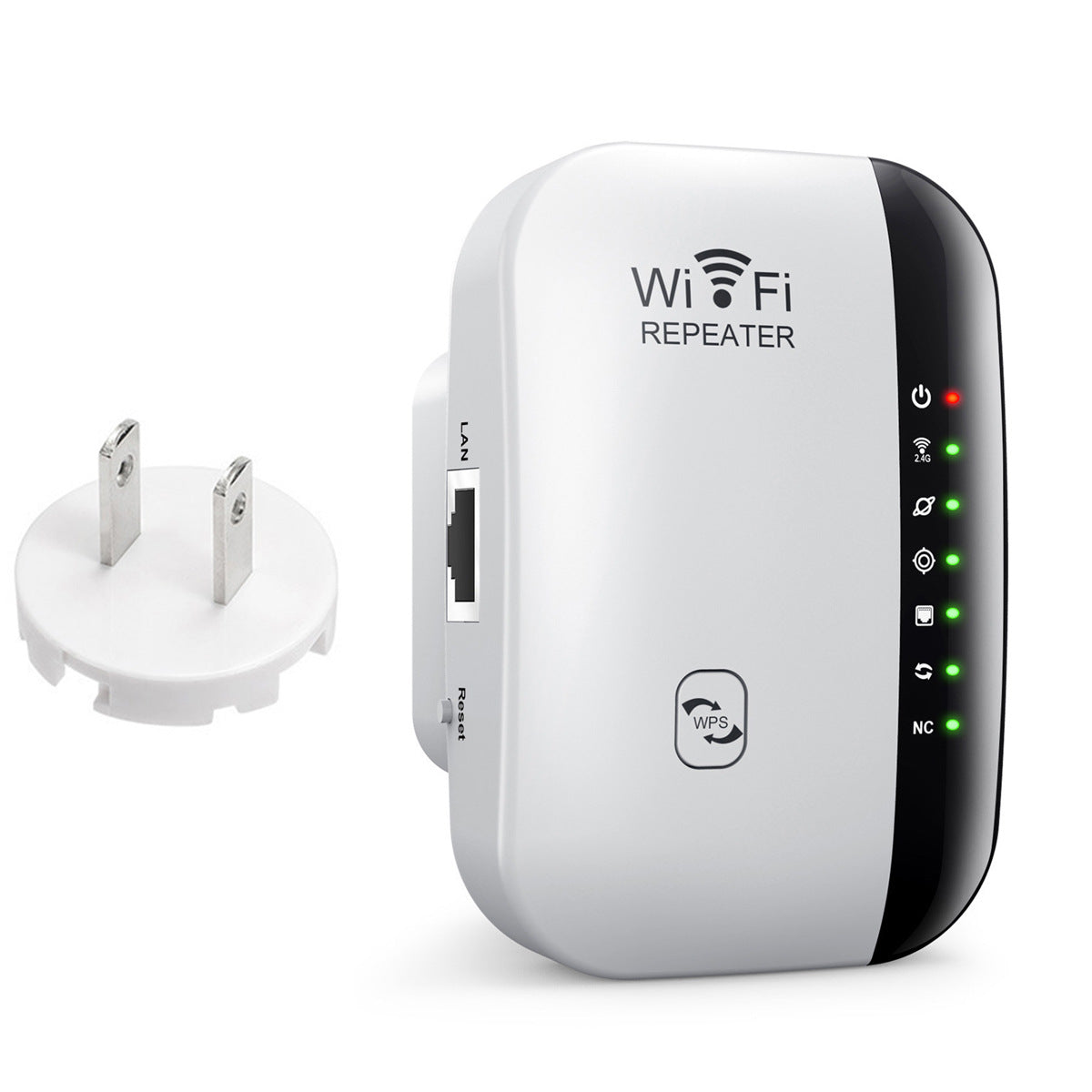 WiFi Network Extender & Range Booster | 2.4GHz, WPS, 802.11b/g/n | AU/EU/UK/US Plug | Black & White