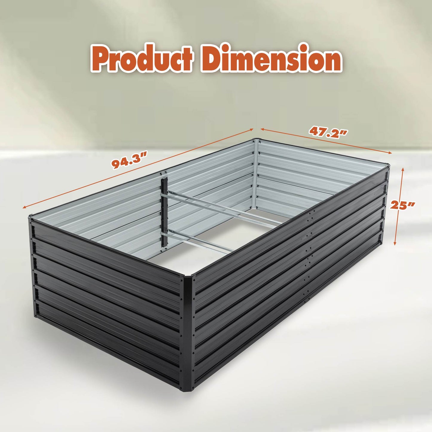 8×4×1 FT Galvanized Raised Garden Bed Kit | Bottomless, Corner Pads, Polished Edges, Vegetables & Herbs, Black