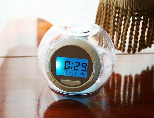 7-Color LED Alarm Clock | 6 Natural Sounds, Temperature, Timer, Snooze | LCD Display | White