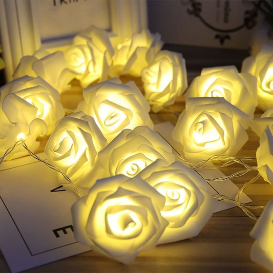 LED Rose Flower Fairy String Lights | Steady-On | Battery, USB & EU Plug | 1m, 1.5m, 2m & 10m | Colourful, Red, Warm White & White | Valentine's, Christmas & Party Decor