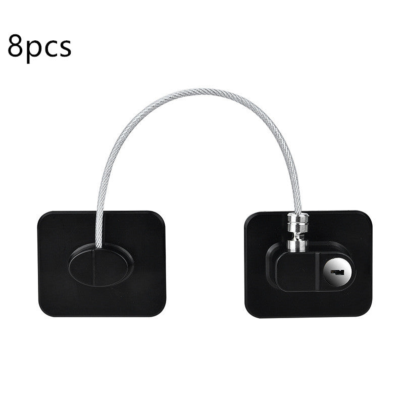 Child Safety Window & Cabinet Chain Lock | Flexible Cable | Adhesive Mount | Black & White | 1–8pcs