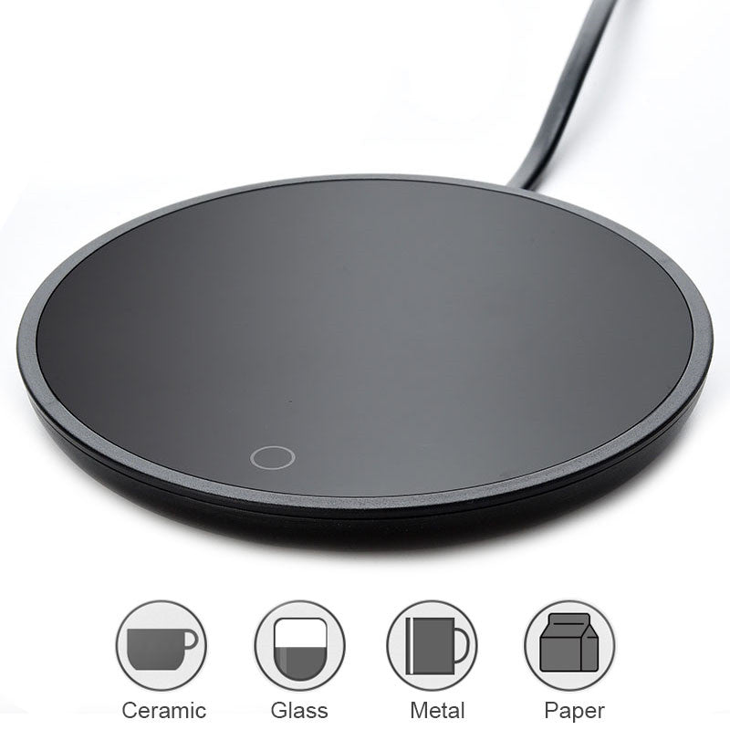 Electric Mug & Cup Warmer | Constant Temperature | ABS + Tempered Glass | Waterproof | Low & High Temp | AU, EU, UK & US | Black