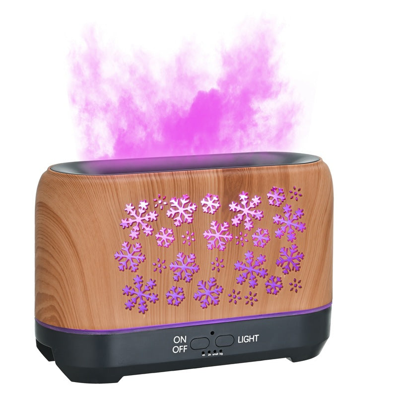 7-Colour Flame Effect Aromatherapy Diffuser & Humidifier | 8W | Wood Grain | Essential Oil | Remote Control | EU, UK & US Plug