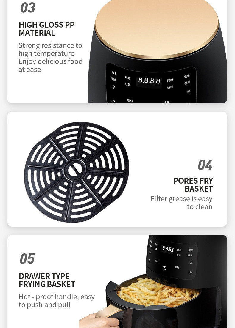 1400W Smart Touch Air Fryer | Stainless Steel | Touch Control | Auto Shut-Off | 305×305×345mm | EU & UK Plug | Black, Green & Red | Home Kitchen