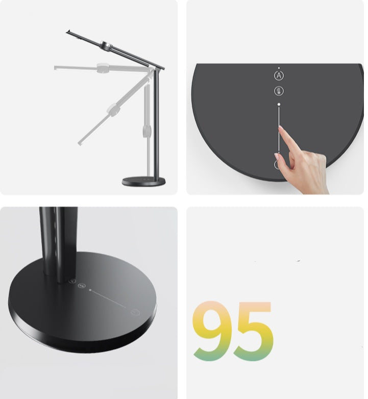 Smart Alloy LED Desk Lamp | Touch Control, Stepless Dimming, 16-20W, 100-240V | Aurora Green Retro & Elegant Black Smart