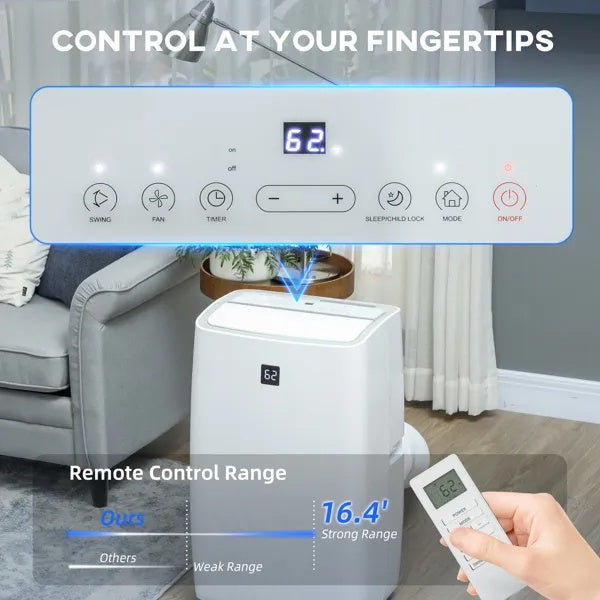 12,000 BTU Portable Air Conditioner – 3-in-1 Cooling, Dehumidifier & Fan