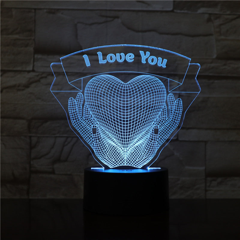 3D Acrylic LED Night Light | Hands Holding Love | 7 & 16 Colours | Touch & Remote Control | USB | Gift
