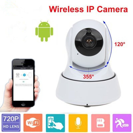 720P Pan-Tilt WiFi IP Security Camera | 355° Rotation | Night Vision | Two-Way Audio | SD Card | White