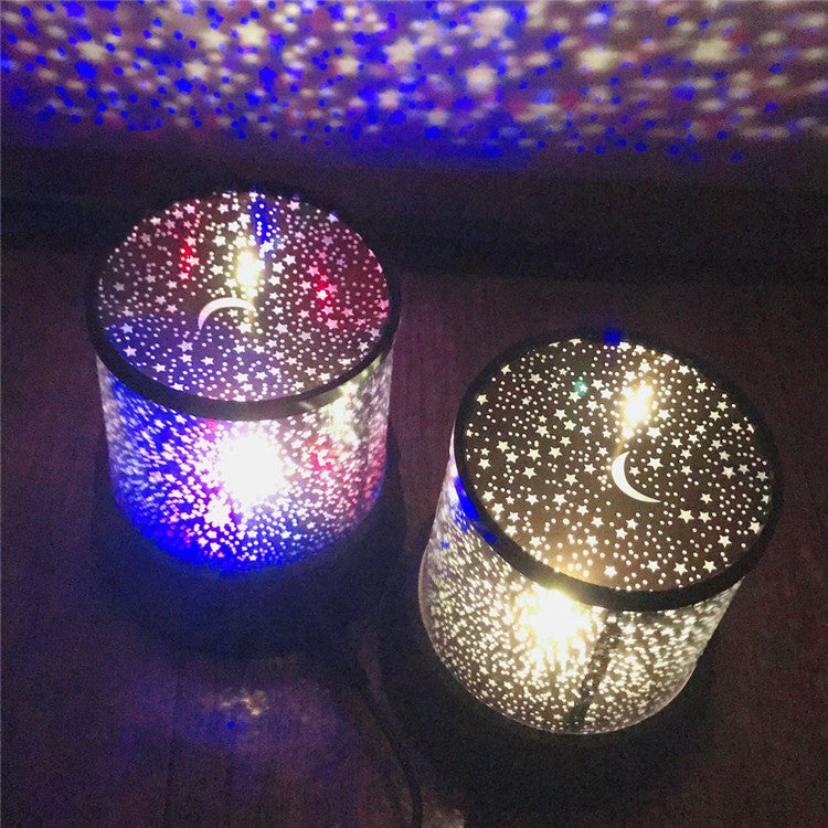 LED Star Projector Night Light | Auto-Flashing Multi-Colour Stars | ABS | 10.9×10.9×11.6cm | Battery Powered | Kids Bedroom & Ceiling Decor