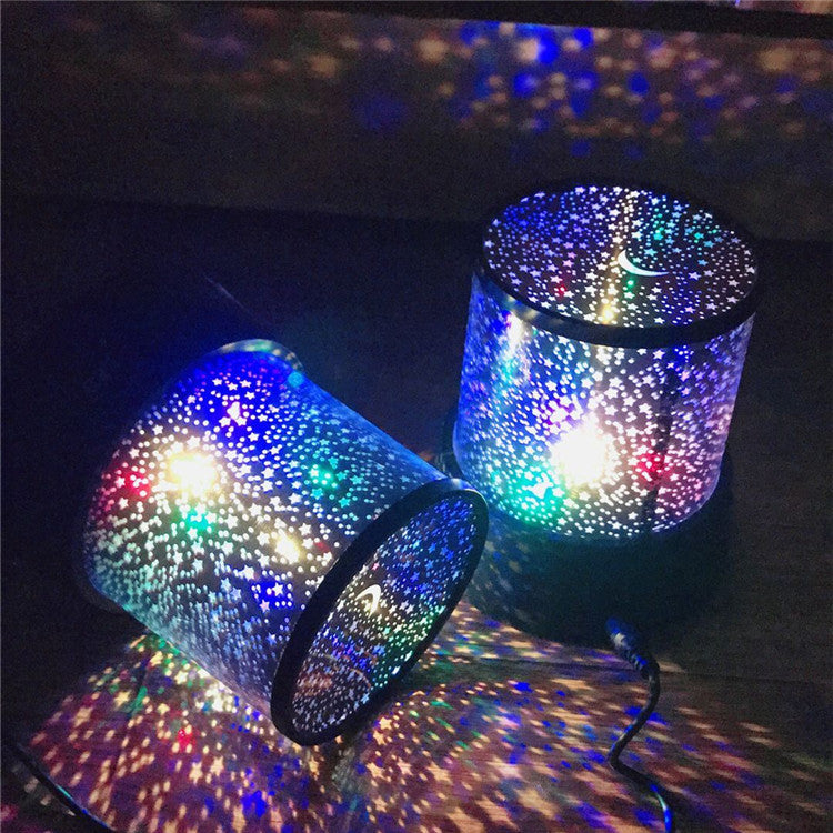 LED Star Projector Night Light | Auto-Flashing Multi-Colour Stars | ABS | 10.9×10.9×11.6cm | Battery Powered | Kids Bedroom & Ceiling Decor