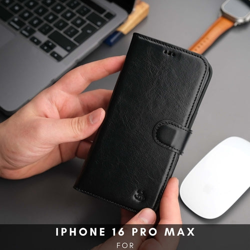 Leather MagSafe Wallet Case for iPhone 16 Pro – Full-Grain with RFID Blocking