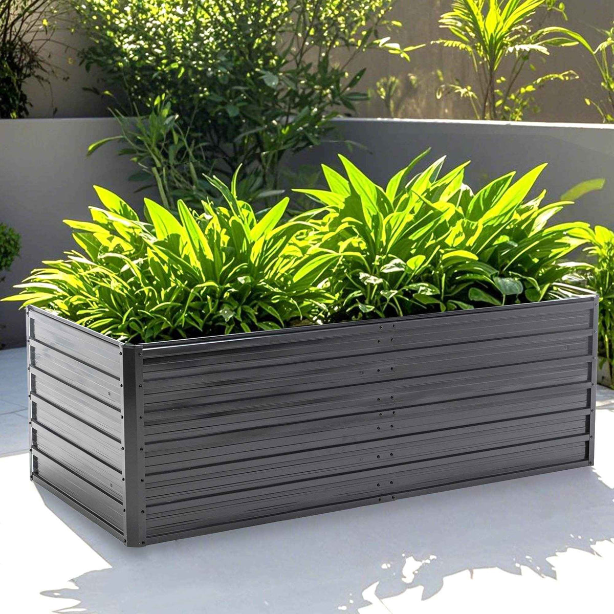 Outdoor Galvanized Steel Raised Garden Bed Kit | Black Rectangle Planter | Bottomless Design | Multi-Size