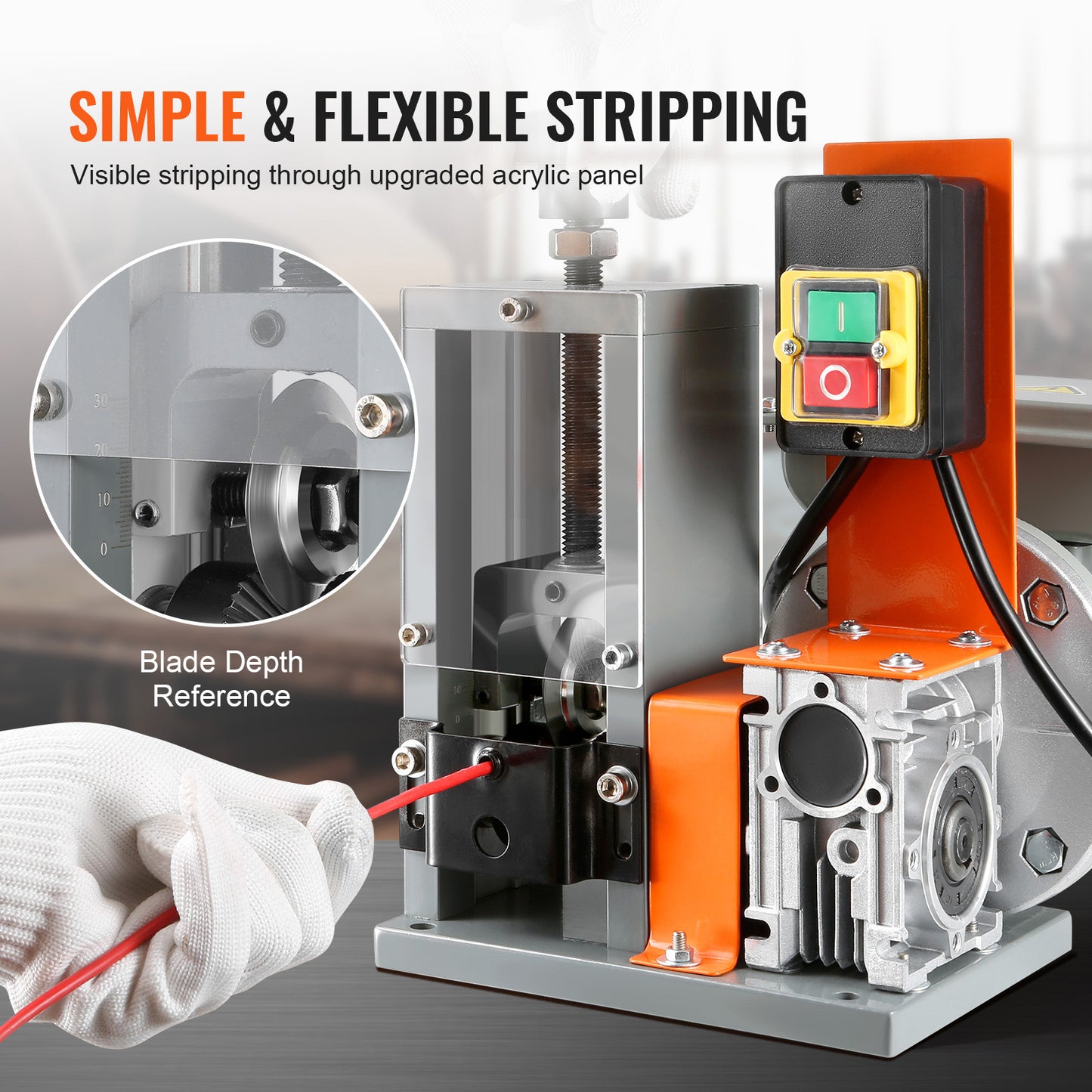VEVOR 180W Automatic Electric Wire Stripping Machine | 0.06"-0.98", 60 ft/min, Scrap Copper Recycling