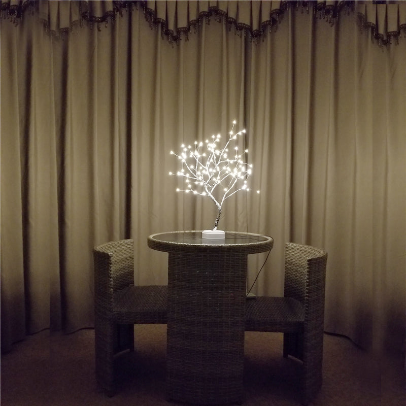 USB LED Bonsai Tree Night Light | Bendable Copper Wire Branches | 48×53cm | 36 & 108 LED | Always-On | Indoor & Outdoor | Colourful, Pink, Pearl, Warm White | Single & Twin Pack