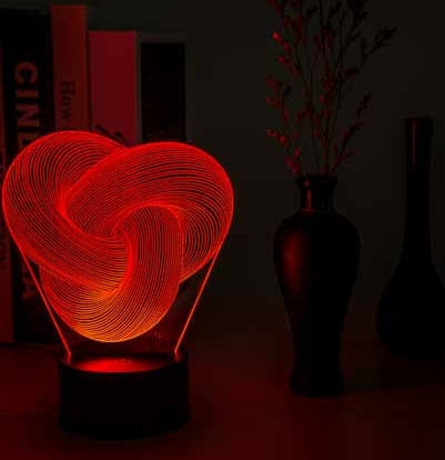 Twist Abstract 3D Acrylic LED Night Light | 3W | 5V USB | 7-Colour + Gradient | Touch & Remote | Gift