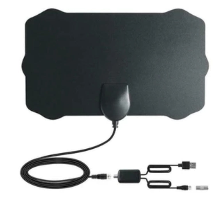 DVB-T2 Indoor HDTV Digital TV Antenna | 1080p | 80-Mile Range | 10dB Gain | 3m Cable | F-to-IEC Adapter | 140×240mm | EU, US & Japan | Single, Twin & Amplified