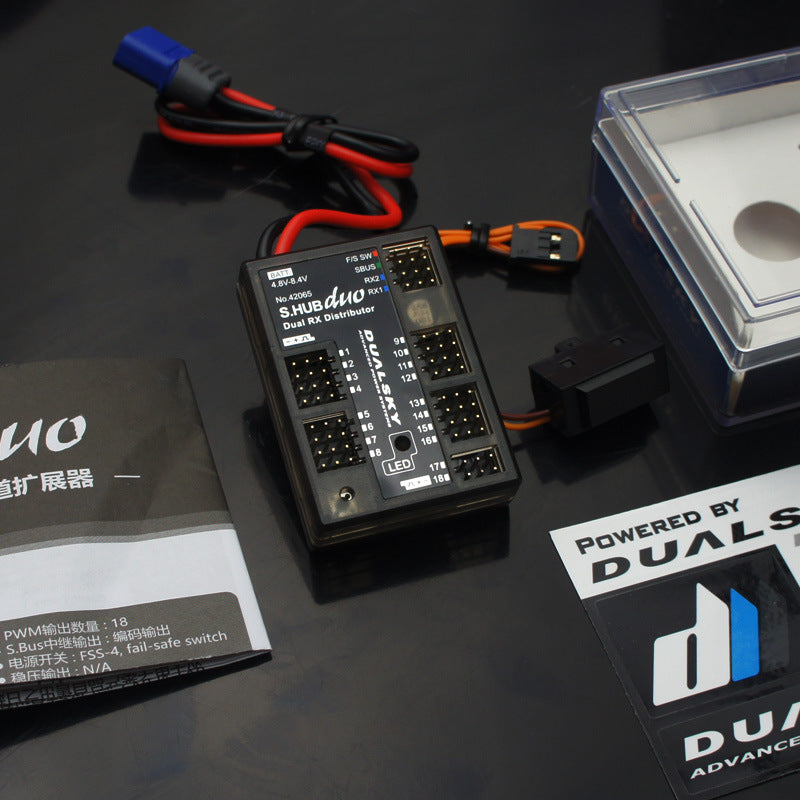 SHUB DUO 18-Channel Power Distribution Unit | RC Aviation Model Power Management, Metal, Black