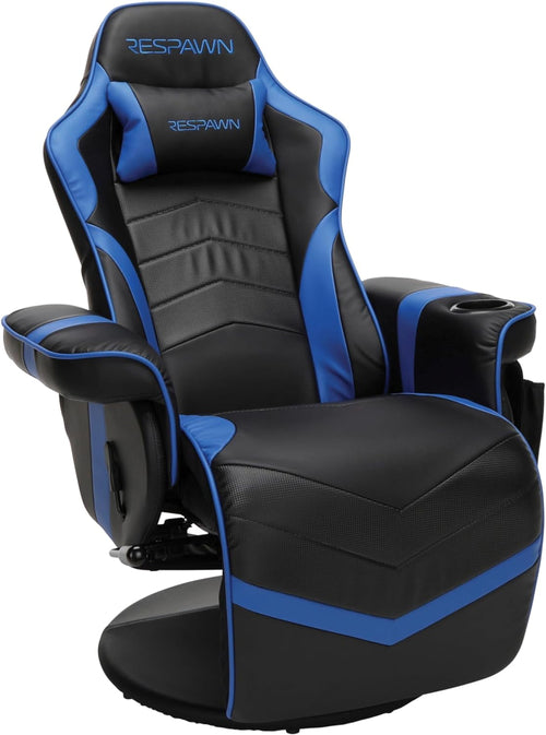 Gaming Recliner Chair with Cupholder, Footrest & Swivel Base – Blue