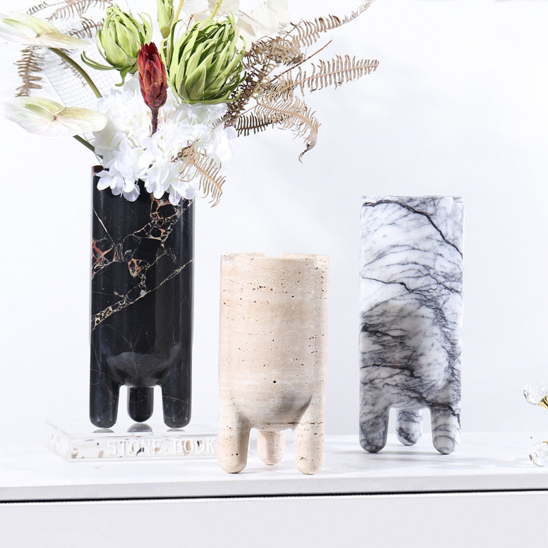 Modern Gypsum Decorative Vase | Plum Blossom, Black Gold & Cave Stone Designs, Tall & Short Styles