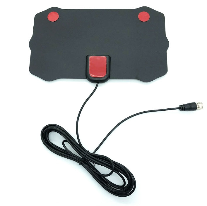 DVB-T2 Indoor HDTV Digital TV Antenna | 1080p | 80-Mile Range | 10dB Gain | 3m Cable | F-to-IEC Adapter | 140×240mm | EU, US & Japan | Single, Twin & Amplified