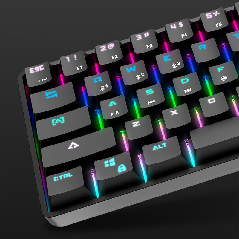 Wireless Bluetooth Mechanical Keyboard | Colorful PBT Keycaps | 29.5×11×4cm | 10m Range | Desktop, Laptop & Tablet | Black & White