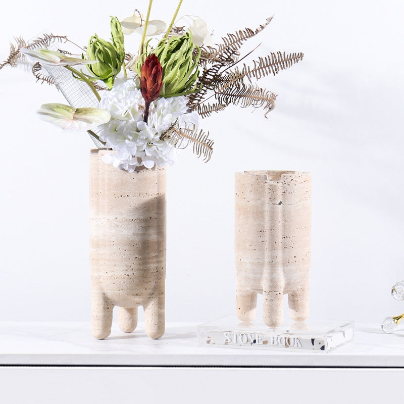Modern Gypsum Decorative Vase | Plum Blossom, Black Gold & Cave Stone Designs, Tall & Short Styles