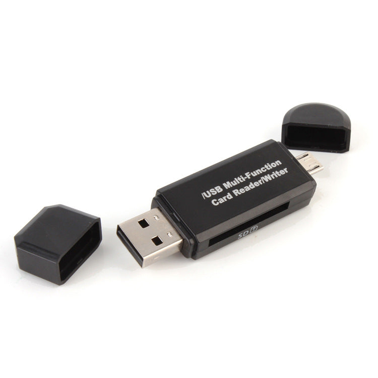 USB 2.0 OTG Card Reader | SD & TF MicroSD | Plug & Play | Compact | Black