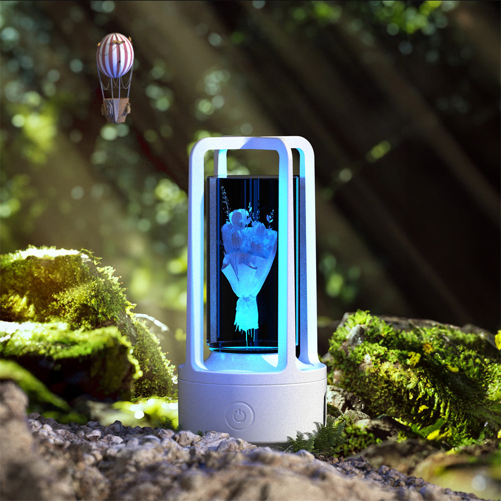 2-in-1 Bluetooth Speaker & LED Night Lamp | Acrylic & Crystal | Touch Sensor | 2,500mAh | 5W | Wireless Charging | 13 Motifs | Black & White | Valentine's Day Gift | Home & Party Decor