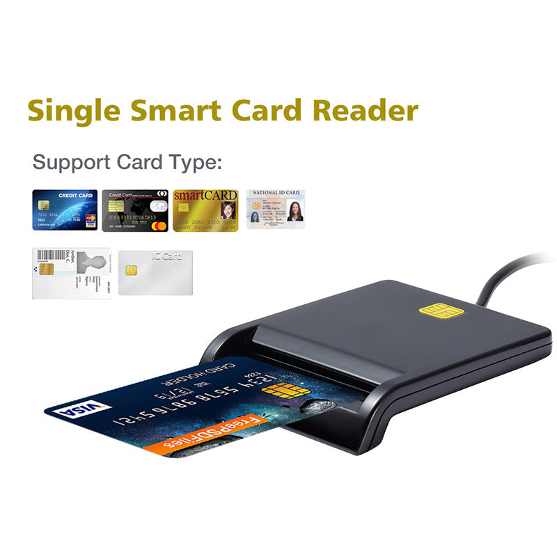 DM-HC65 USB 2.0 Smart Card Reader | ISO 7816 | ID, CAC, SIM, ATM, Bank & Tax Cards | 5V/3V/1.8V | Windows & Mac | Black