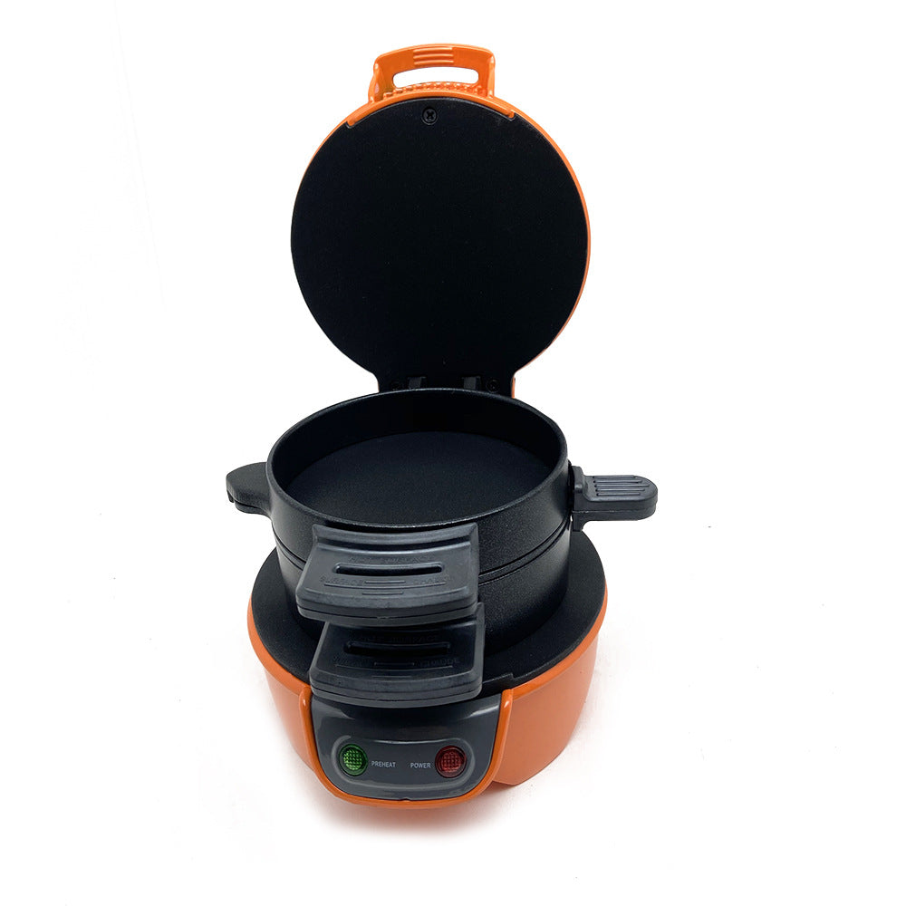 Multifunctional Breakfast Sandwich Maker | 750W | 220V | Toasts, Eggs, Pizza & Waffles | 2 Baking Trays | Mechanical | Bright Red, Orange & Silver | AU, EU, UK & US Plug
