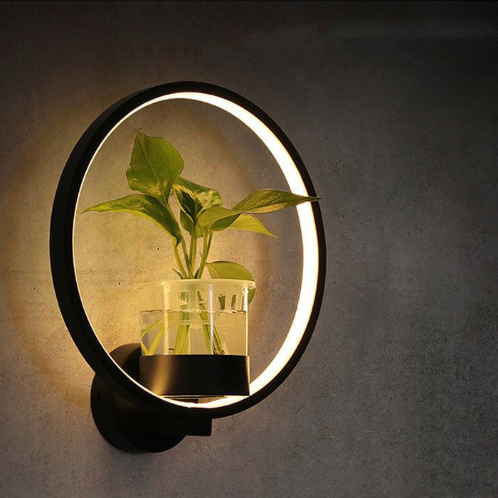 Iron Decorative Wall Lamp with Planter Basket | 18W LED | Round & Square | Natural Light & Tricolor | Black & White | Living Room & Bedroom