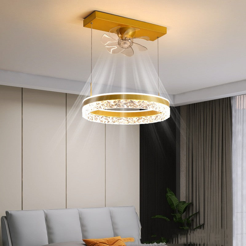 Scandinavian Light Luxury Invisible Blade Ceiling Fan with Light | Ø50cm, ABS & Acrylic, Black, Gold & White, 220V