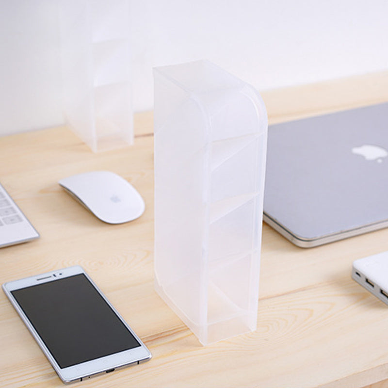 Desk Pen Holder & Stationery Organiser | Cylinder & Divided Grid | Study Desk Storage | Bookshelf Decor