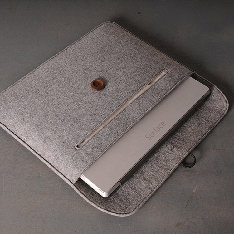 Felt MacBook & Laptop Sleeve Bag | Lightweight, Soft Protective Case | Tablet Compatible | Gray & Orange