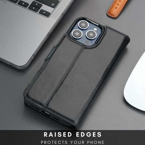 Leather MagSafe Wallet Case for iPhone 16 Pro – Full-Grain with RFID Blocking