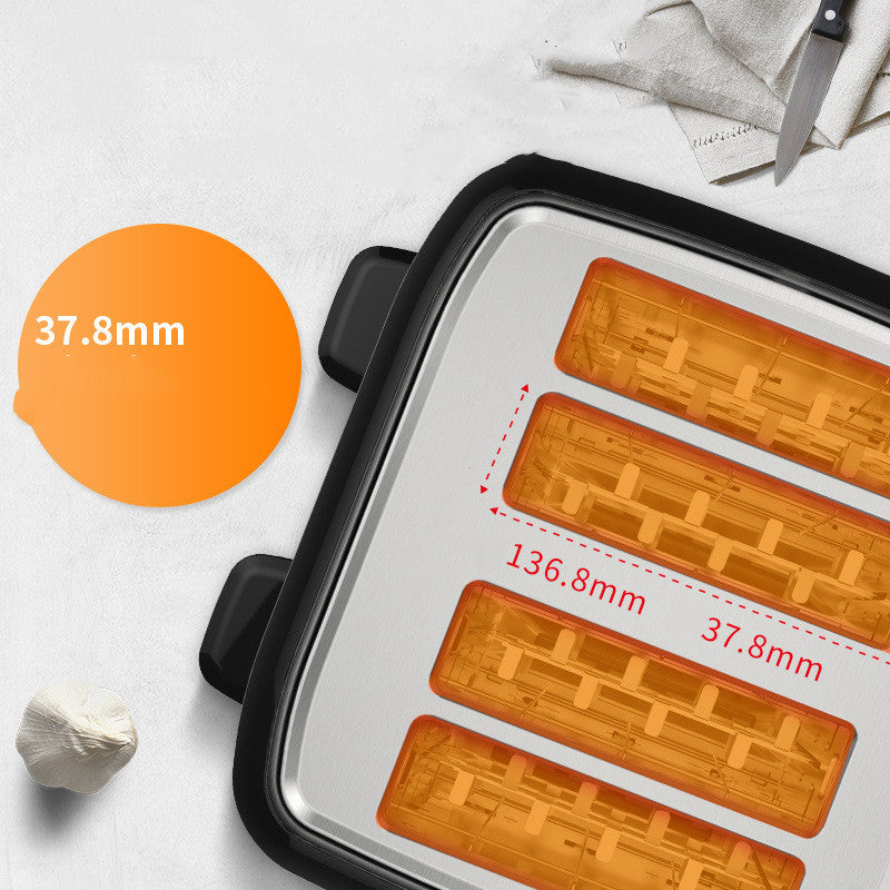 4-Slice Automatic Toaster | 1500W | 6-Level Browning | 220V | AU, CN, EU, UK & US Plug | Toaster Only, Plug Only & Set | Black | Home Kitchen