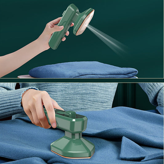 Portable Mini Steam Iron | 33W | 100–240V Universal | Ceramic Panel | Wet & Dry | 2-Stage Temp | Hang & Flat | AU, EU & US Plug | Dark Green