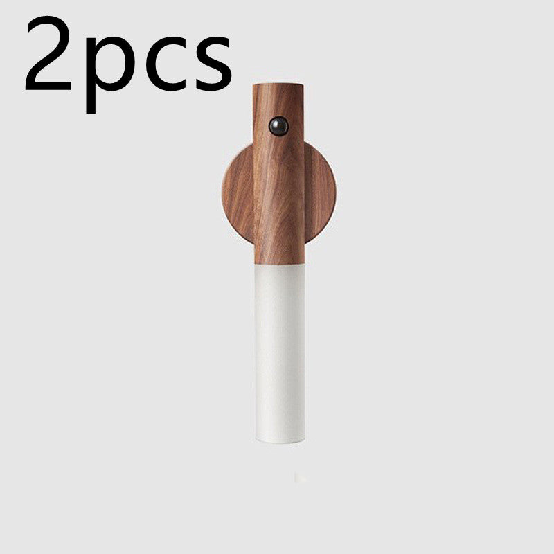 PIR Motion Sensor LED Night Light | Magnetic Wood Base | USB Rechargeable | 4m Detection | Warm White | Ash & Walnut