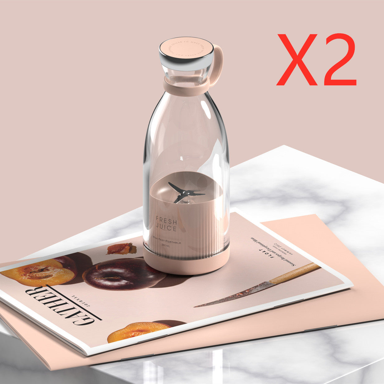 350ml USB Rechargeable Portable Mini Blender | SUS304 4-Blade, 20,000 RPM, CS+C Technology, White, Pink & Black