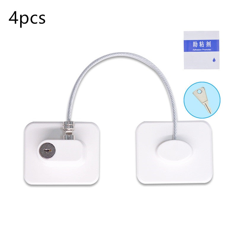 Child Safety Window & Cabinet Chain Lock | Flexible Cable | Adhesive Mount | Black & White | 1–8pcs