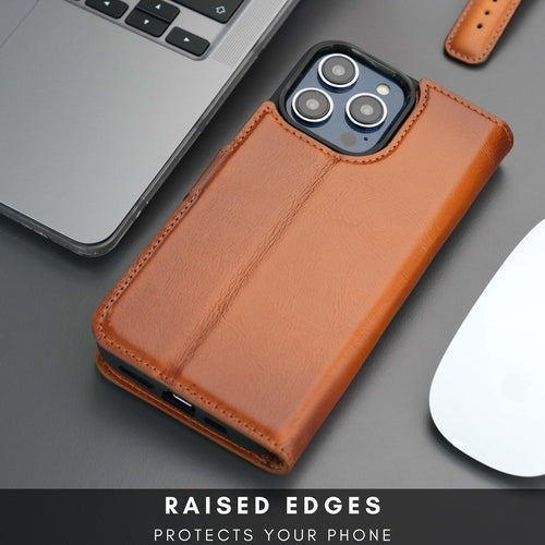 Leather MagSafe Wallet Case for iPhone 16 Pro – Full-Grain with RFID Blocking