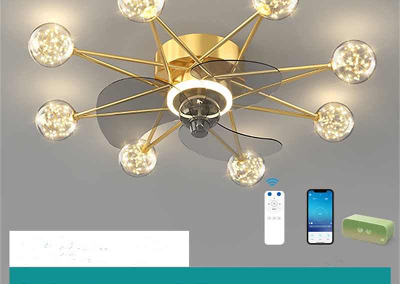 Nordic Starry Sky LED Ceiling Fan Light | 4 Colours, 2 Shade Styles, 30,000h, 111-240V, 10-15㎡, Kids & Living Room
