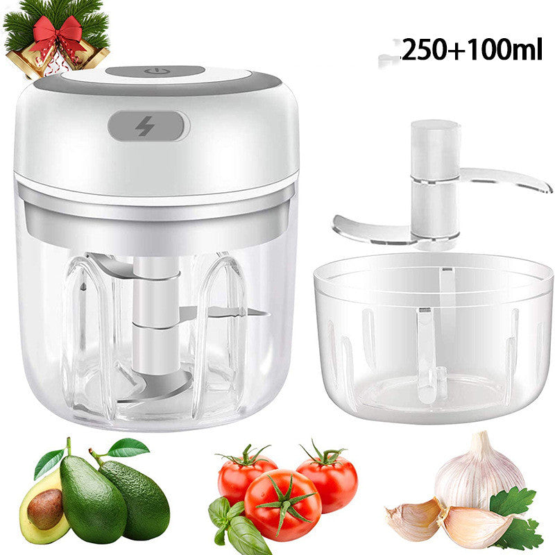 Mini Electric USB Rechargeable Garlic & Food Chopper | 30W | 1200mAh | BPA-Free | Stainless Steel Blade | 100ml, 250ml & 350ml | Green, Pink & White | Kitchen Tool