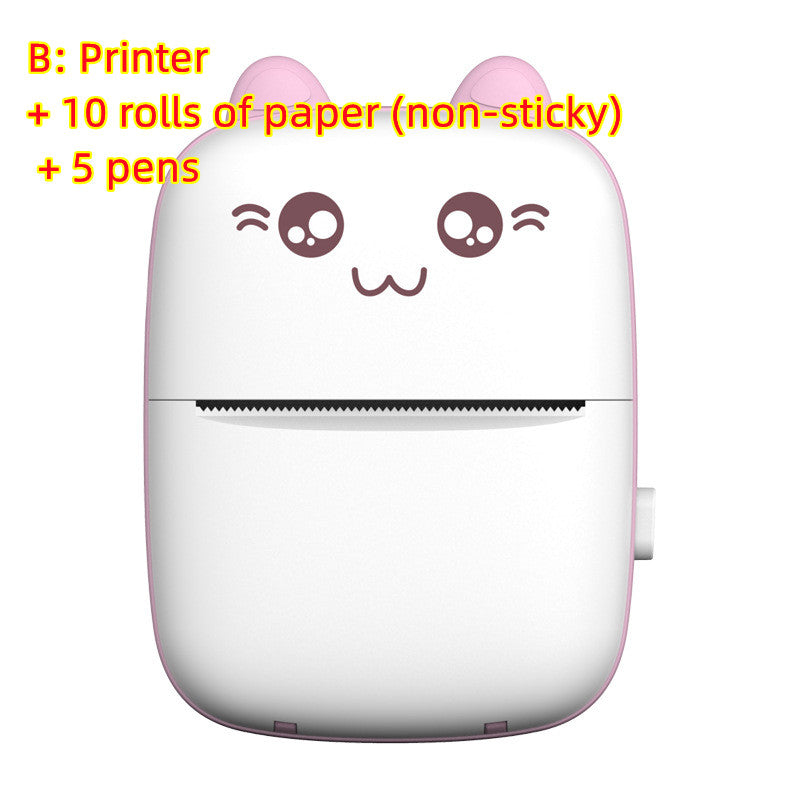 A6 Mini Bluetooth Thermal Printer | 200DPI | 1200mAh | 10mm/s | iOS & Android | Inkless | 11×8×3.5cm | 160g | Green & Pink | Printer & Paper Bundles