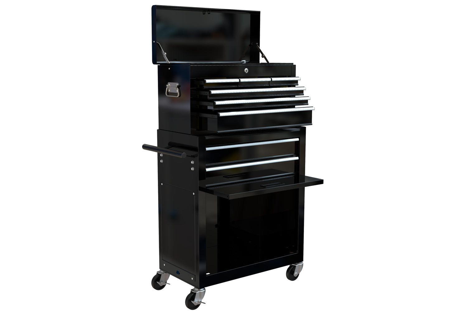 8-Drawer Rolling Tool Chest with Wheels | Central Lock, Ball-Bearing Drawers, Powder-Coated Steel, Black