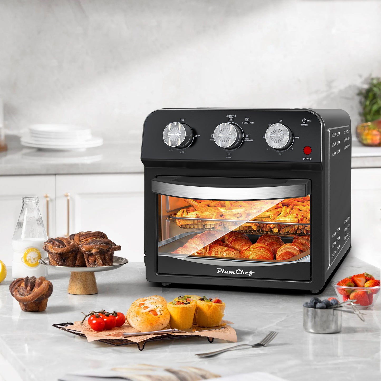 12L Multi-Function Air Fryer Oven | Grill, Bake, Defrost & Toast, Triple Knob Control, Non-Stick Basket, 12.5 Qt