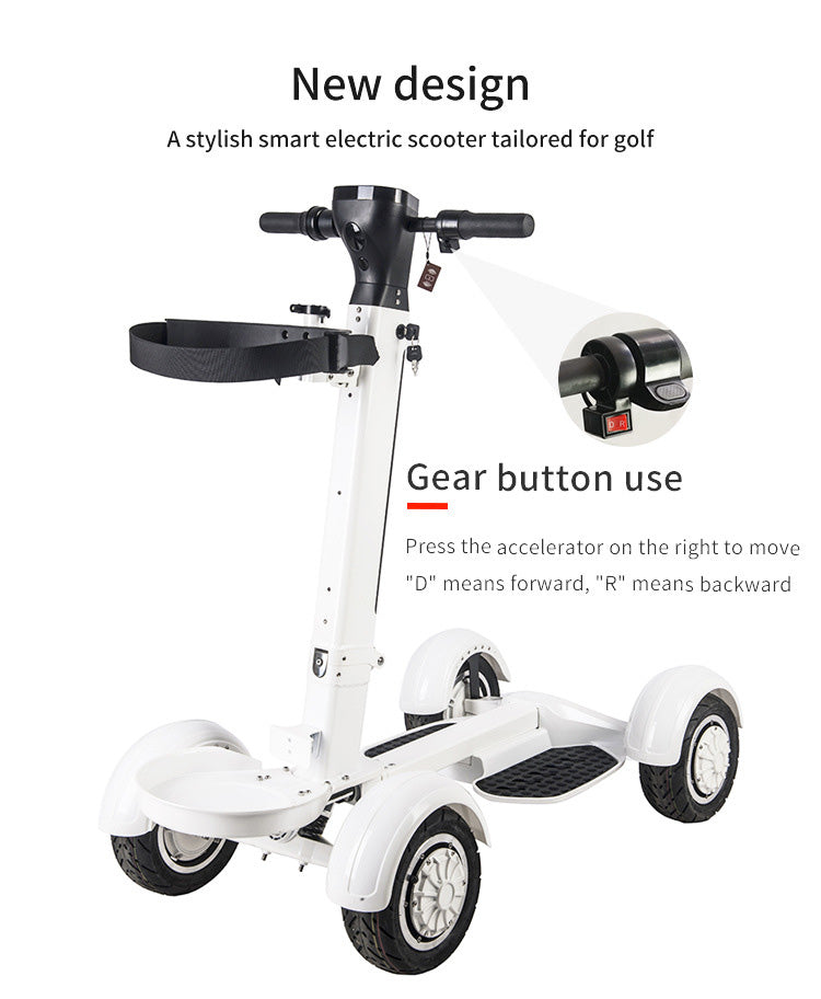 4-Wheel Electric Golf Scooter | Foldable Aluminum Longboard, 20km/h, 10AH Battery, Adults